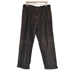 Eddie Bauer Pants Men 38x30 Brown Corduroy Wide Leg Rolled Cuff Trouser 90 Style